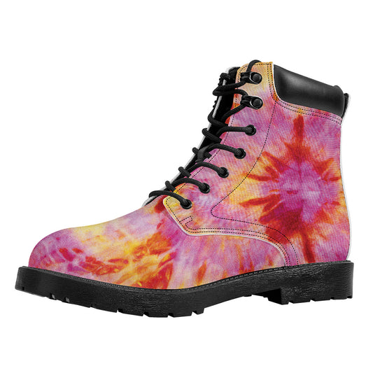 Pink And Yellow Tie Dye Print Work Boots