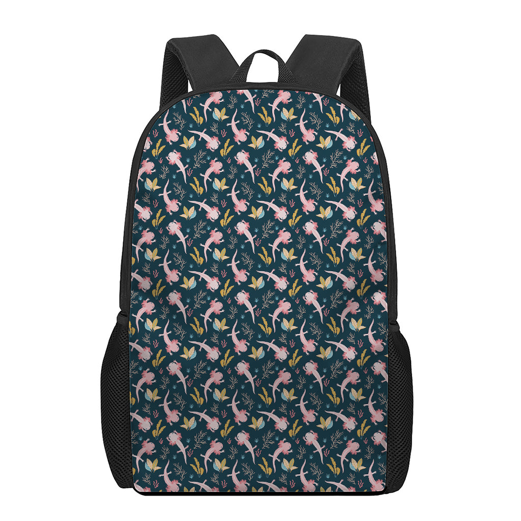 Pink Axolotl Pattern Print 17 Inch Backpack