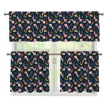 Pink Axolotl Pattern Print 3 Piece Kitchen Curtains