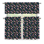 Pink Axolotl Pattern Print 3 Piece Kitchen Curtains