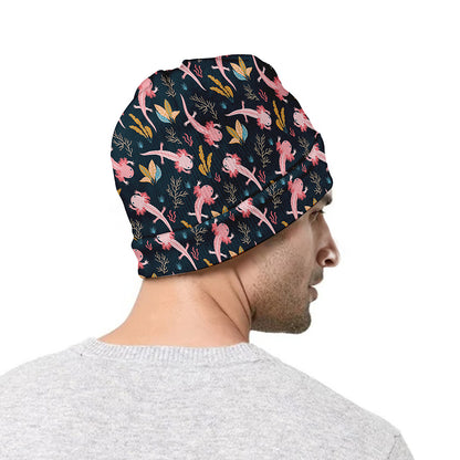 Pink Axolotl Pattern Print Beanie