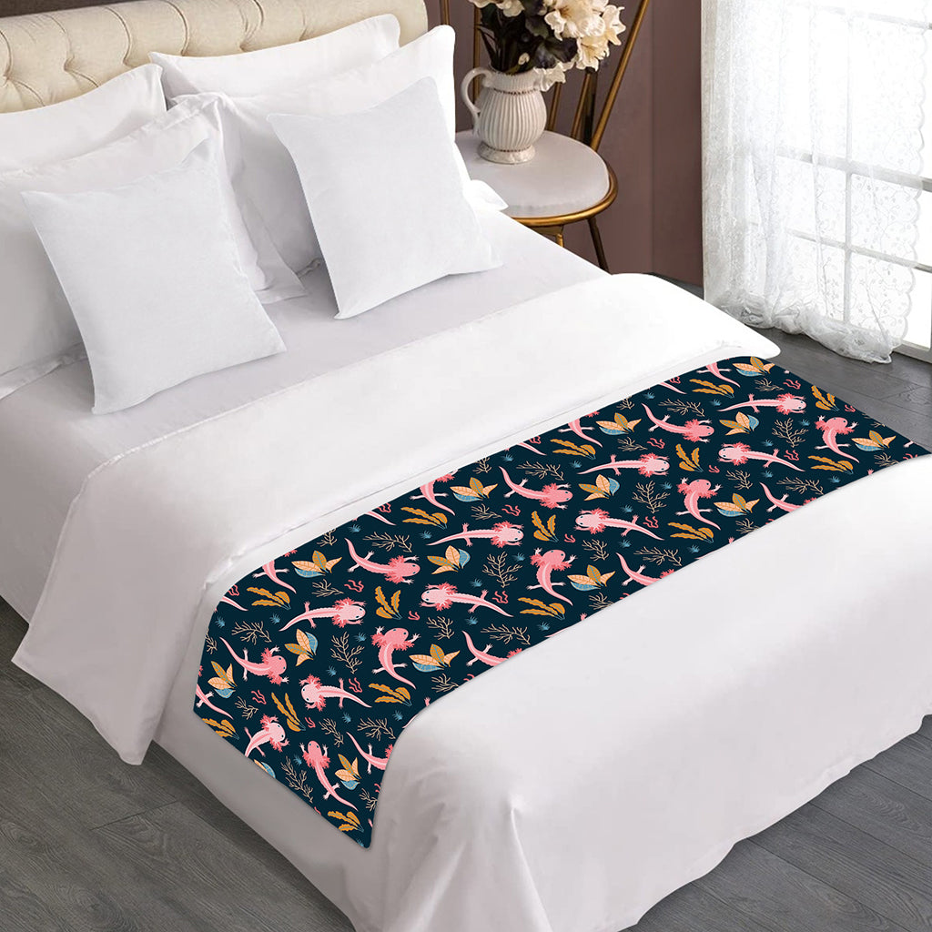 Pink Axolotl Pattern Print Bed Runner