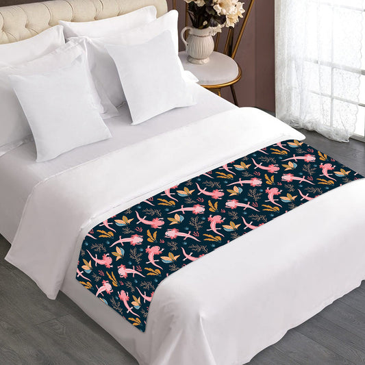 Pink Axolotl Pattern Print Bed Runner