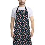 Pink Axolotl Pattern Print Bib Apron With Pocket