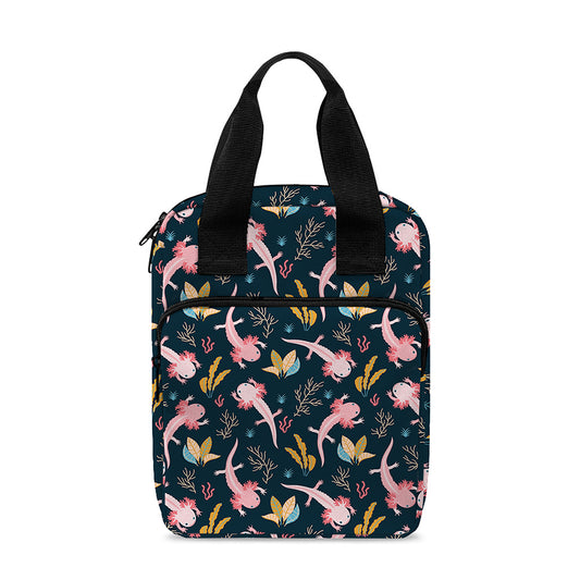 Pink Axolotl Pattern Print Bible Tote Bag