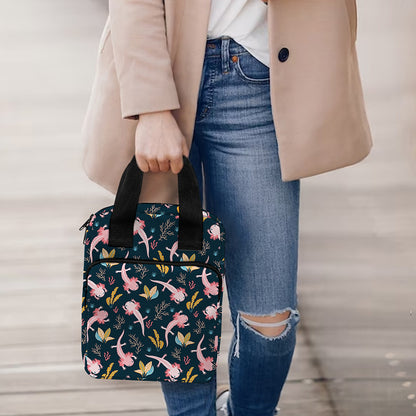 Pink Axolotl Pattern Print Bible Tote Bag