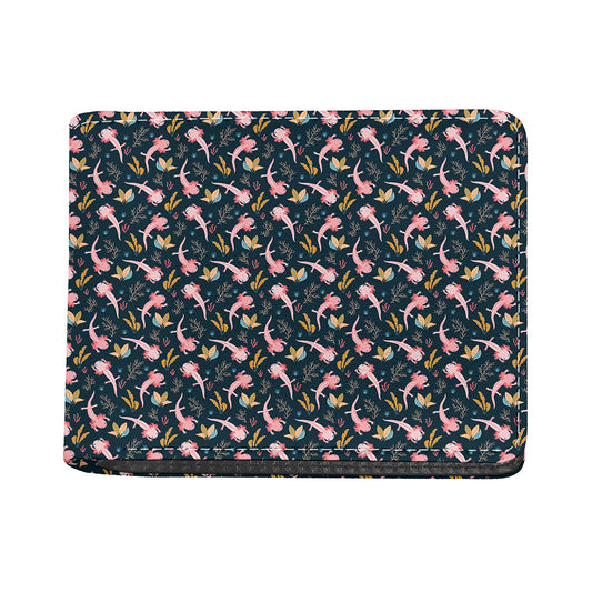 Pink Axolotl Pattern Print Bifold Wallet