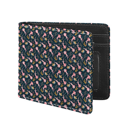 Pink Axolotl Pattern Print Bifold Wallet