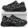 Pink Axolotl Pattern Print Black Chunky Shoes