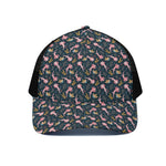Pink Axolotl Pattern Print Black Mesh Trucker Cap