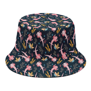 Pink Axolotl Pattern Print Bucket Hat