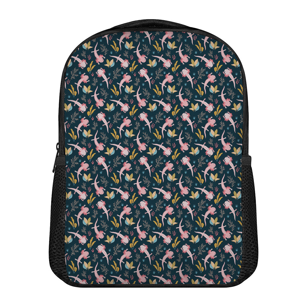 Pink Axolotl Pattern Print Casual Backpack