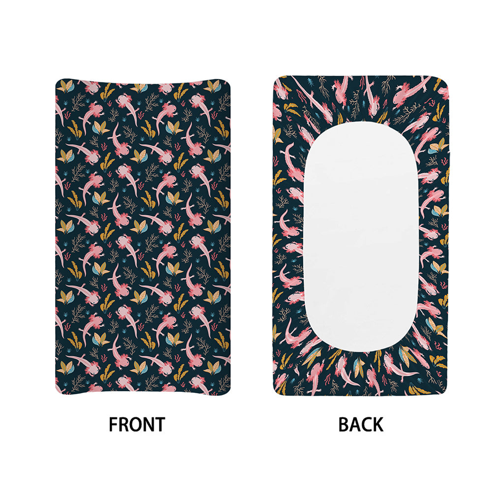 Pink Axolotl Pattern Print Changing Pad Cover