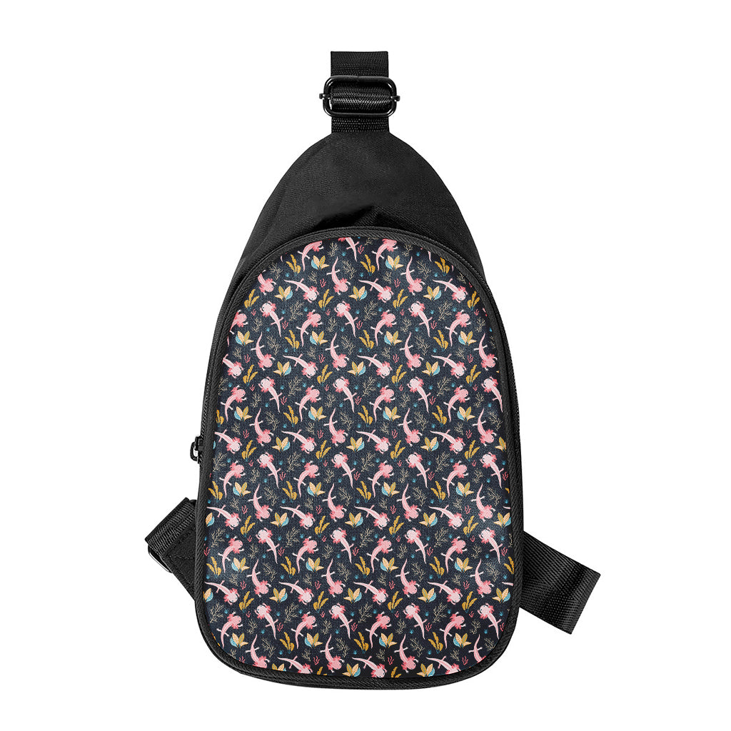 Pink Axolotl Pattern Print Chest Bag