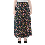 Pink Axolotl Pattern Print Chiffon Maxi Skirt