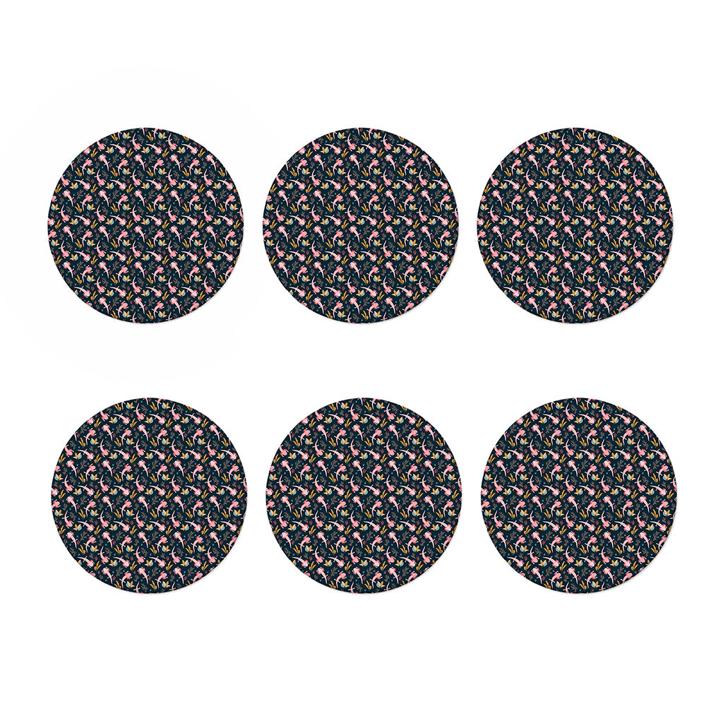 Pink Axolotl Pattern Print Coaster Set