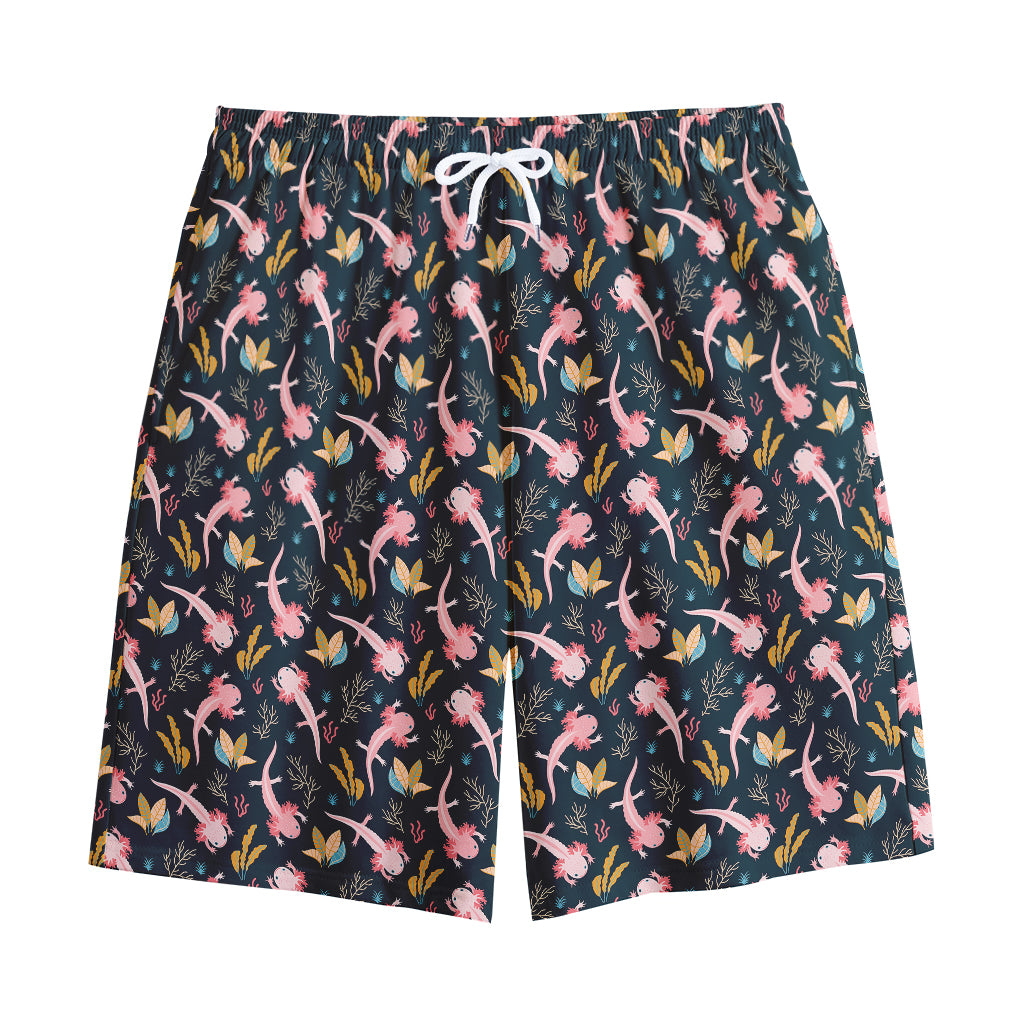 Pink Axolotl Pattern Print Cotton Shorts