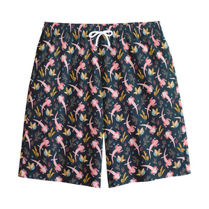 Pink Axolotl Pattern Print Cotton Shorts