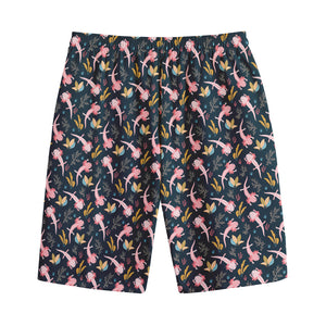 Pink Axolotl Pattern Print Cotton Shorts