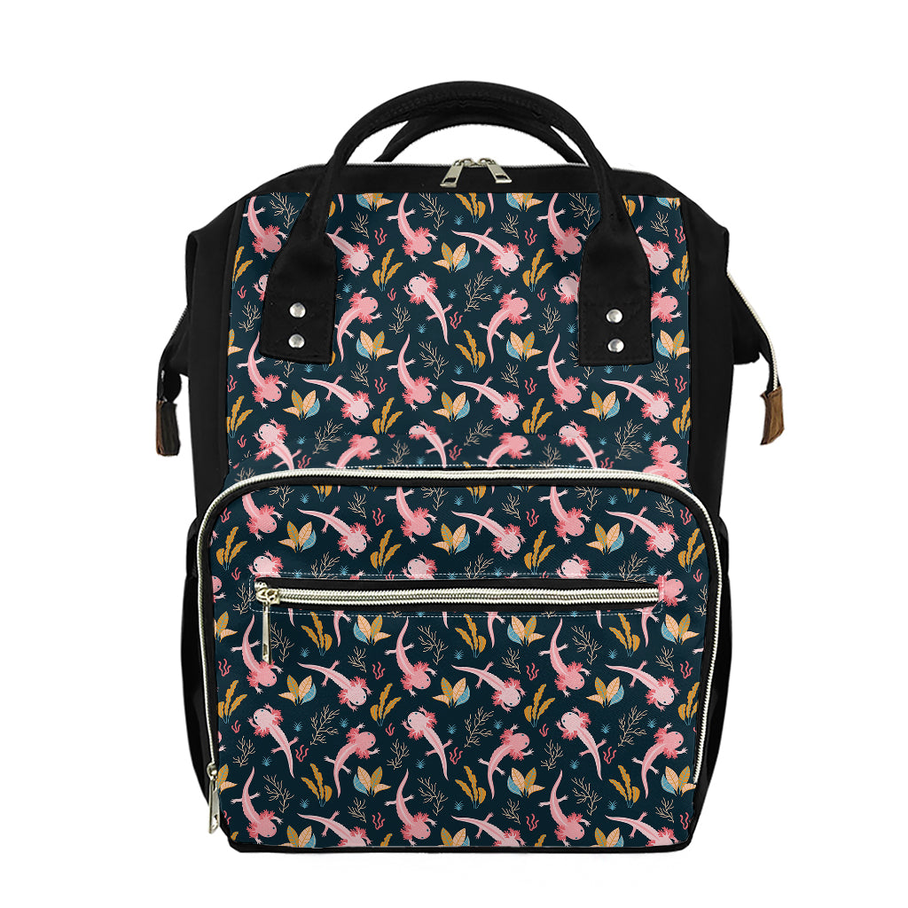 Pink Axolotl Pattern Print Diaper Bag