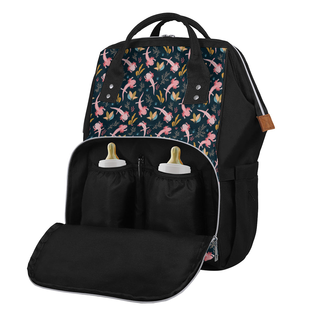 Pink Axolotl Pattern Print Diaper Bag