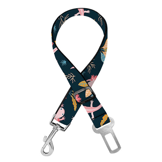 Pink Axolotl Pattern Print Dog Seat Belt