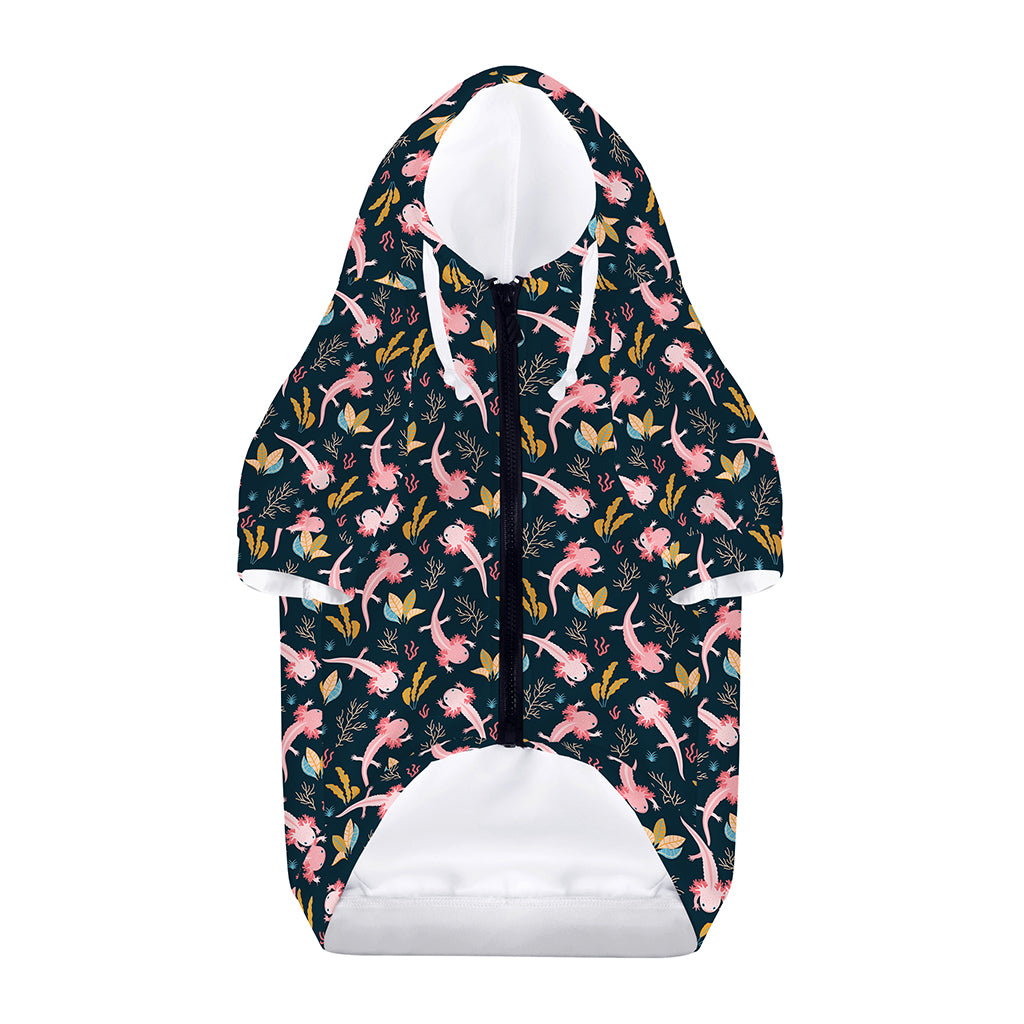 Pink Axolotl Pattern Print Dog Zip Up Hoodie