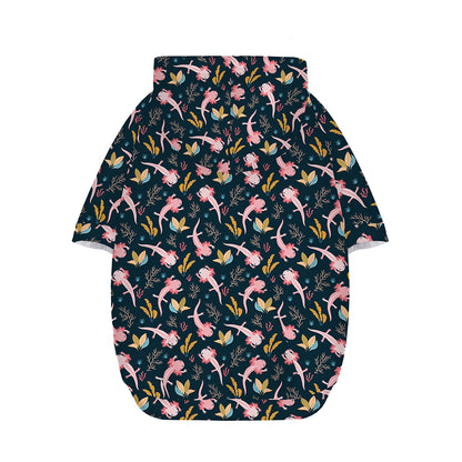Pink Axolotl Pattern Print Dog Zip Up Hoodie