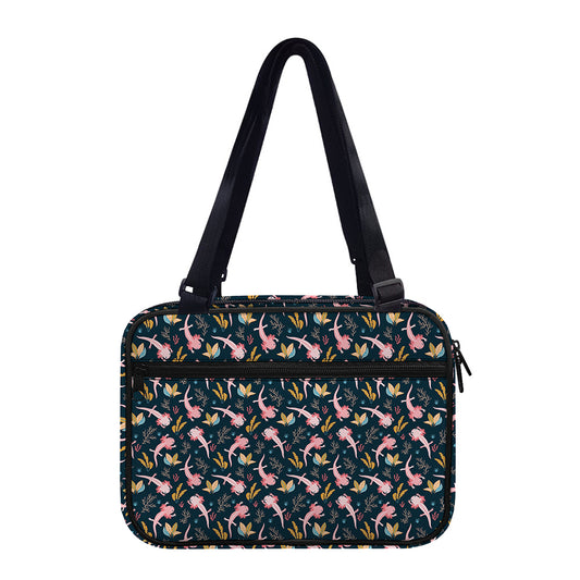 Pink Axolotl Pattern Print Double Strap Bible Bag
