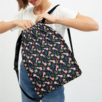 Pink Axolotl Pattern Print Drawstring Backpack