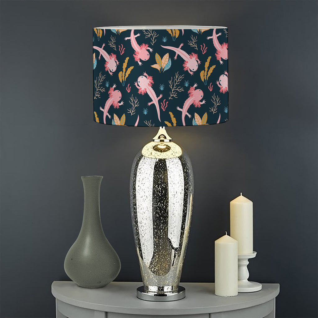 Pink Axolotl Pattern Print Drum Lamp Shade