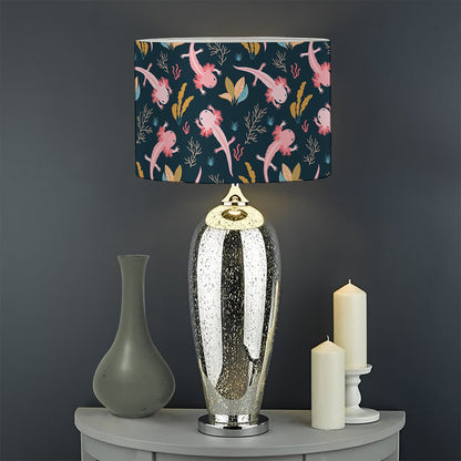 Pink Axolotl Pattern Print Drum Lamp Shade