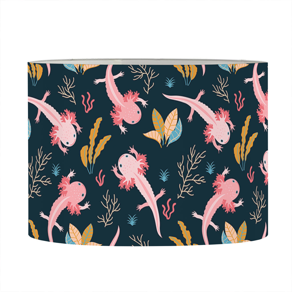Pink Axolotl Pattern Print Drum Lamp Shade