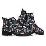 Pink Axolotl Pattern Print Flat Ankle Boots