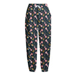 Pink Axolotl Pattern Print Fleece Lined Knit Pants