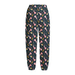 Pink Axolotl Pattern Print Fleece Lined Knit Pants