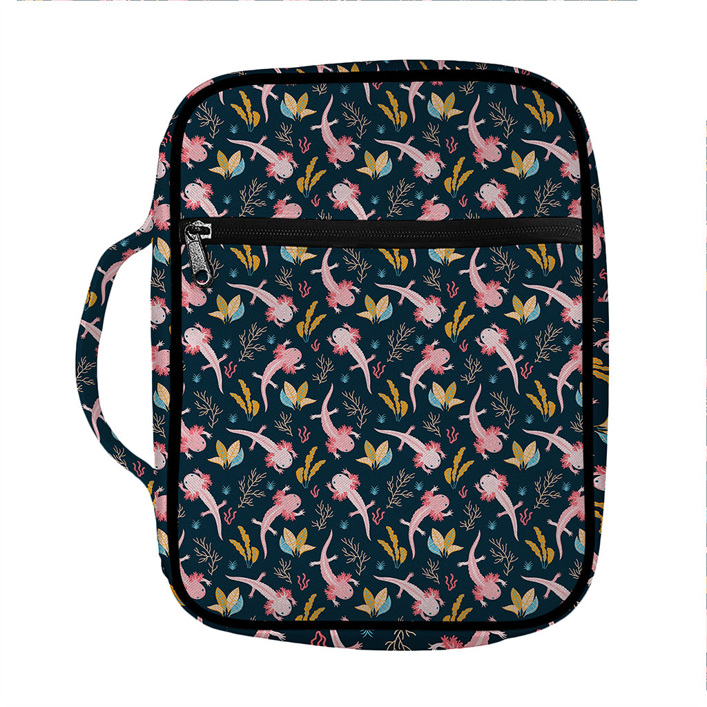Pink Axolotl Pattern Print Front Pocket Bible Bag