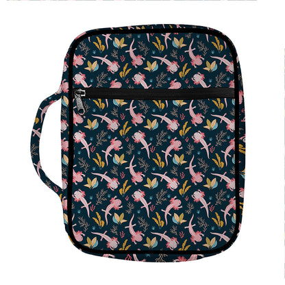 Pink Axolotl Pattern Print Front Pocket Bible Bag