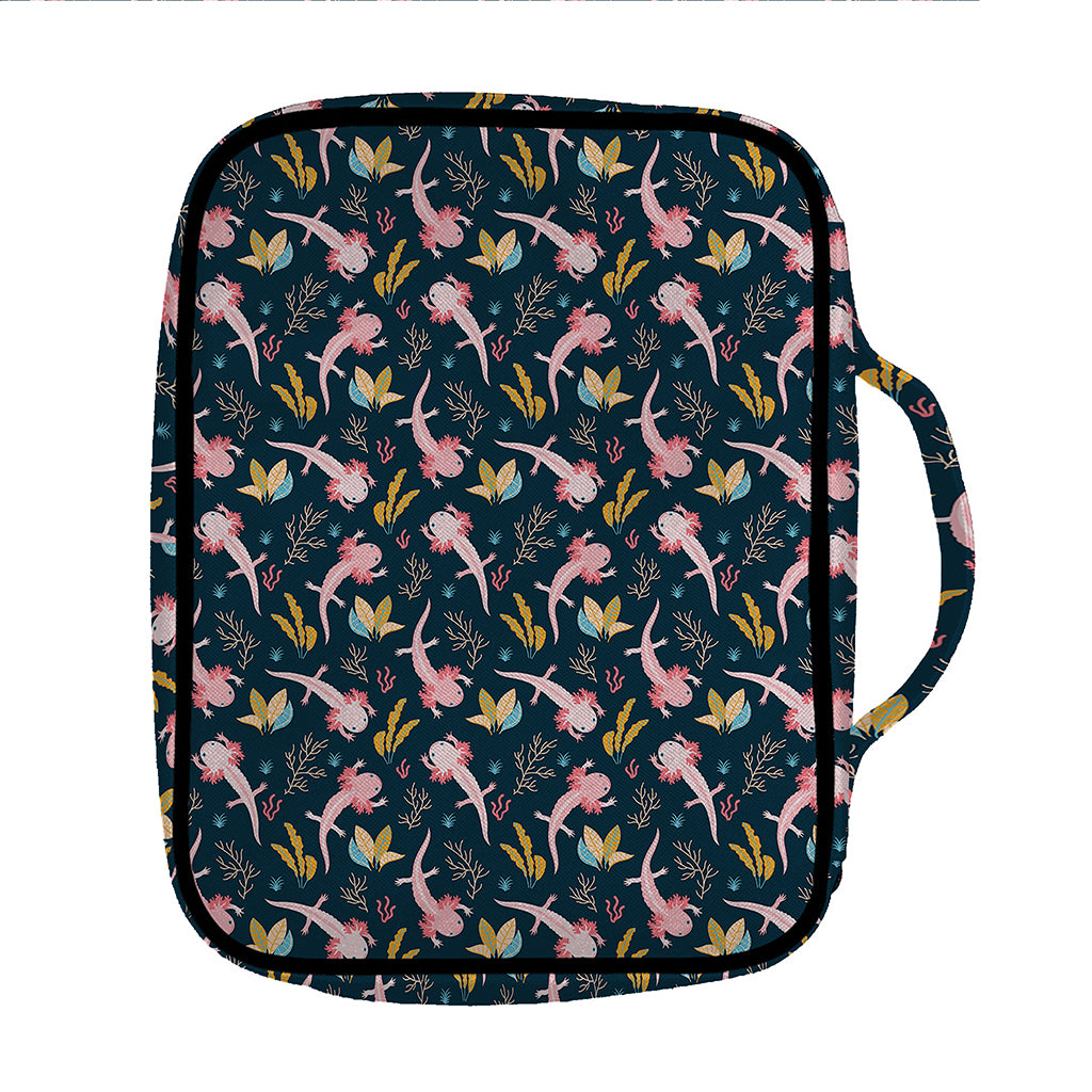 Pink Axolotl Pattern Print Front Pocket Bible Bag