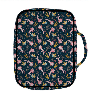 Pink Axolotl Pattern Print Front Pocket Bible Bag