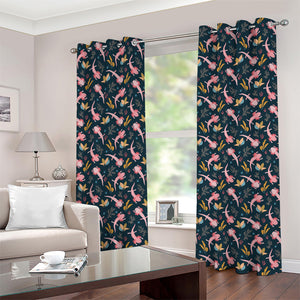 Pink Axolotl Pattern Print Grommet Curtains