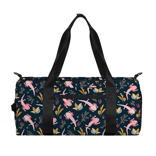 Pink Axolotl Pattern Print Gym Bag