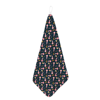 Pink Axolotl Pattern Print Hand Towel
