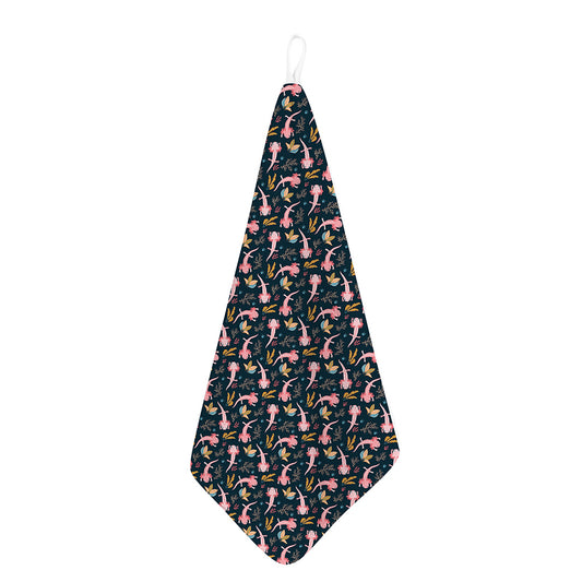 Pink Axolotl Pattern Print Hand Towel