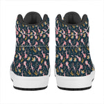 Pink Axolotl Pattern Print High Top Leather Sneakers