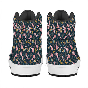 Pink Axolotl Pattern Print High Top Leather Sneakers