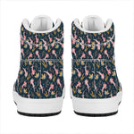 Pink Axolotl Pattern Print High Top Leather Sneakers