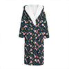 Pink Axolotl Pattern Print Hooded Bathrobe