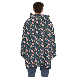 Pink Axolotl Pattern Print Hoodie Blanket