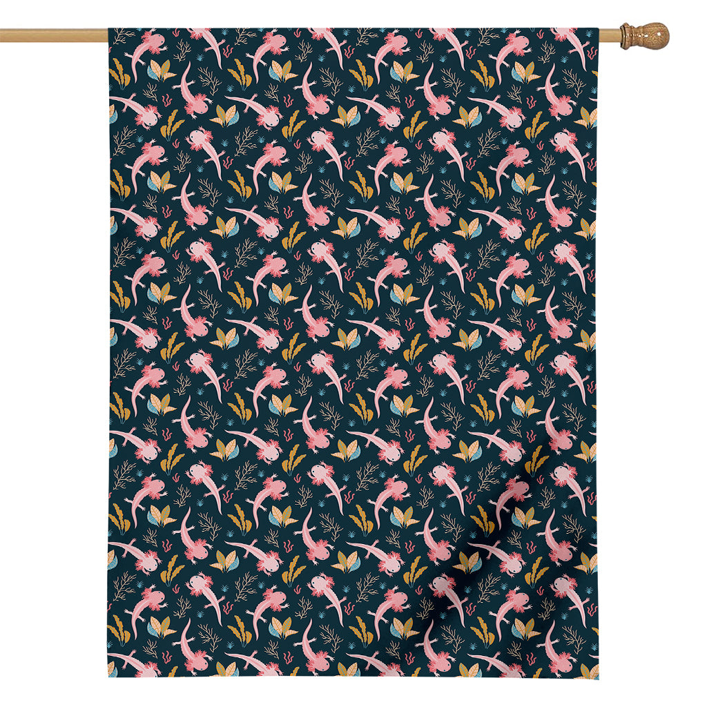 Pink Axolotl Pattern Print House Flag